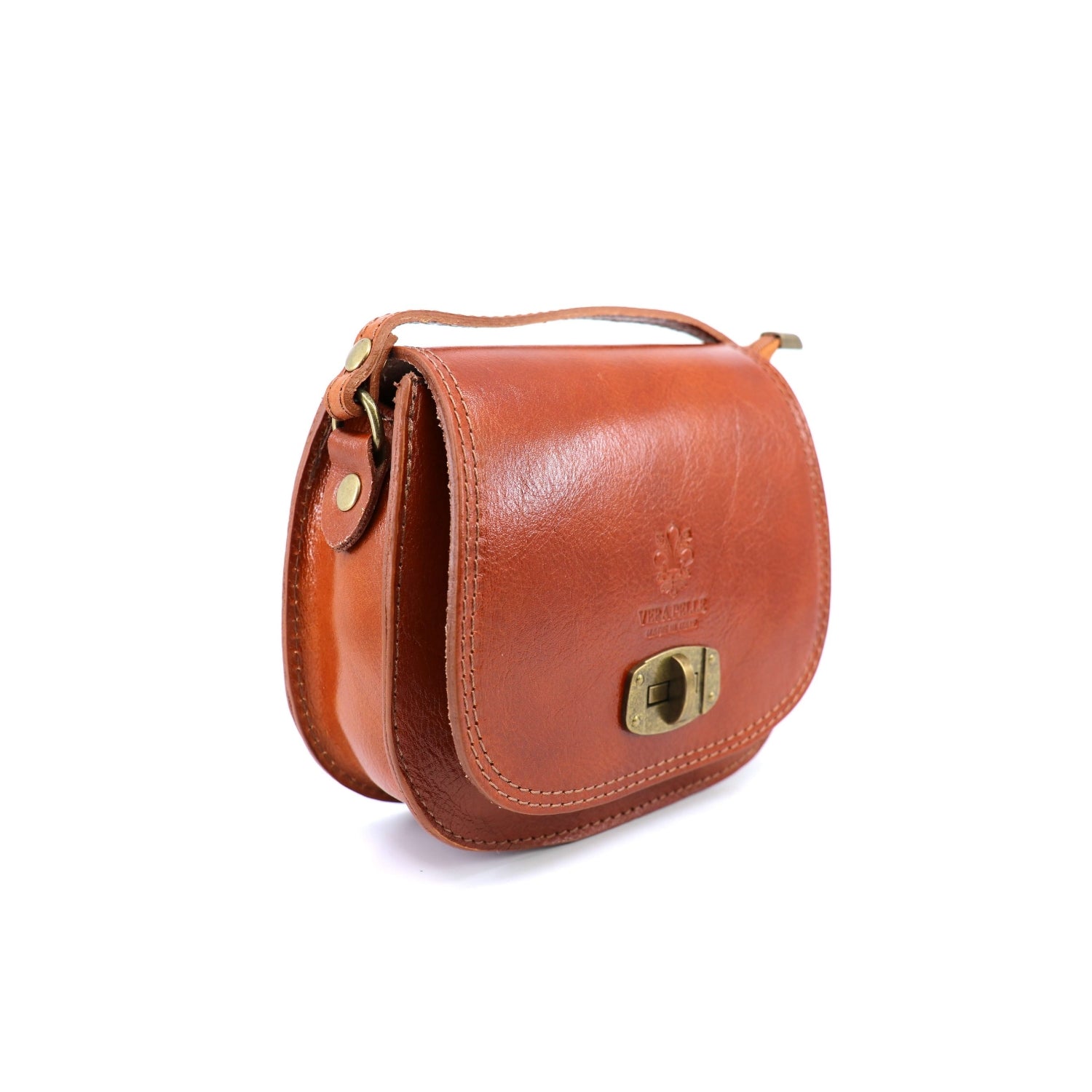 Vintage Italian Leather Stamped Crossbody Saddle Bag Choose From 5 Colours