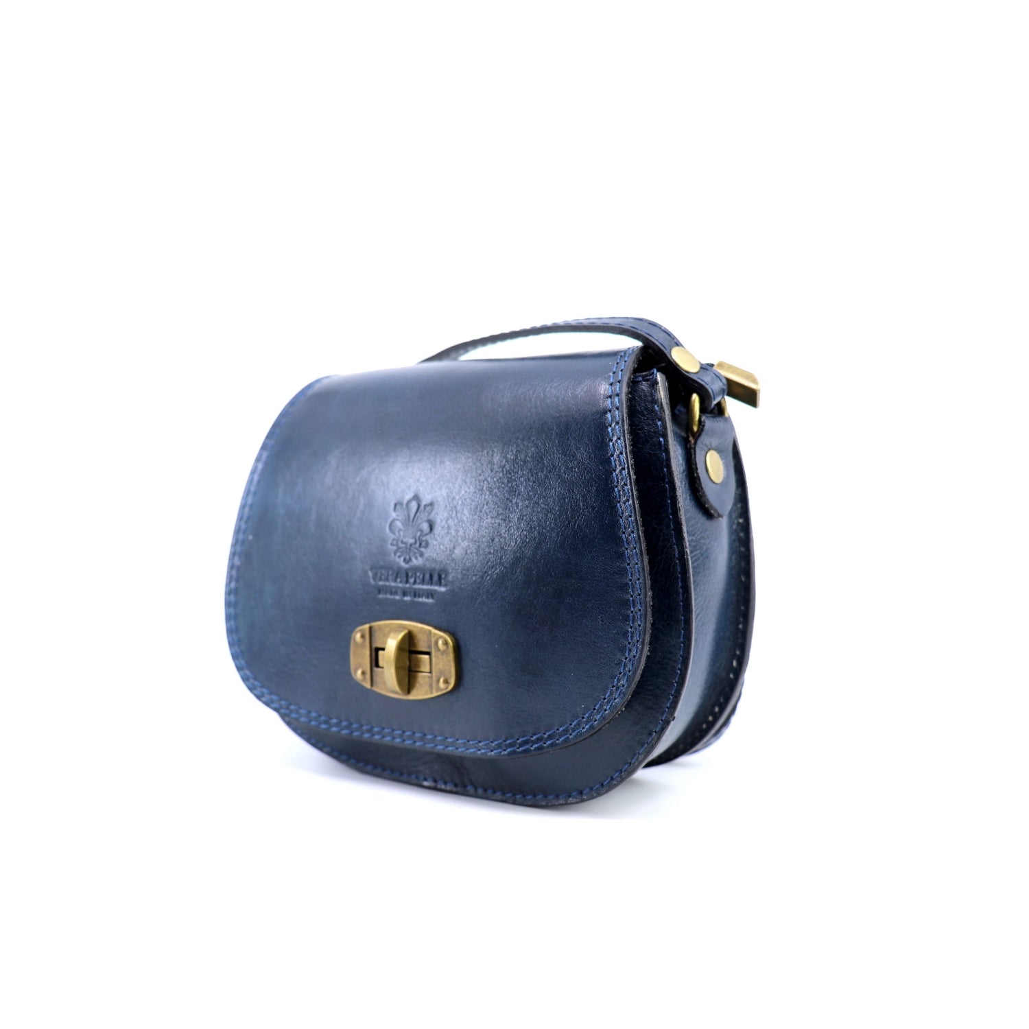 Vintage Italian Leather Stamped Crossbody Saddle Bag Choose From 5 Colours