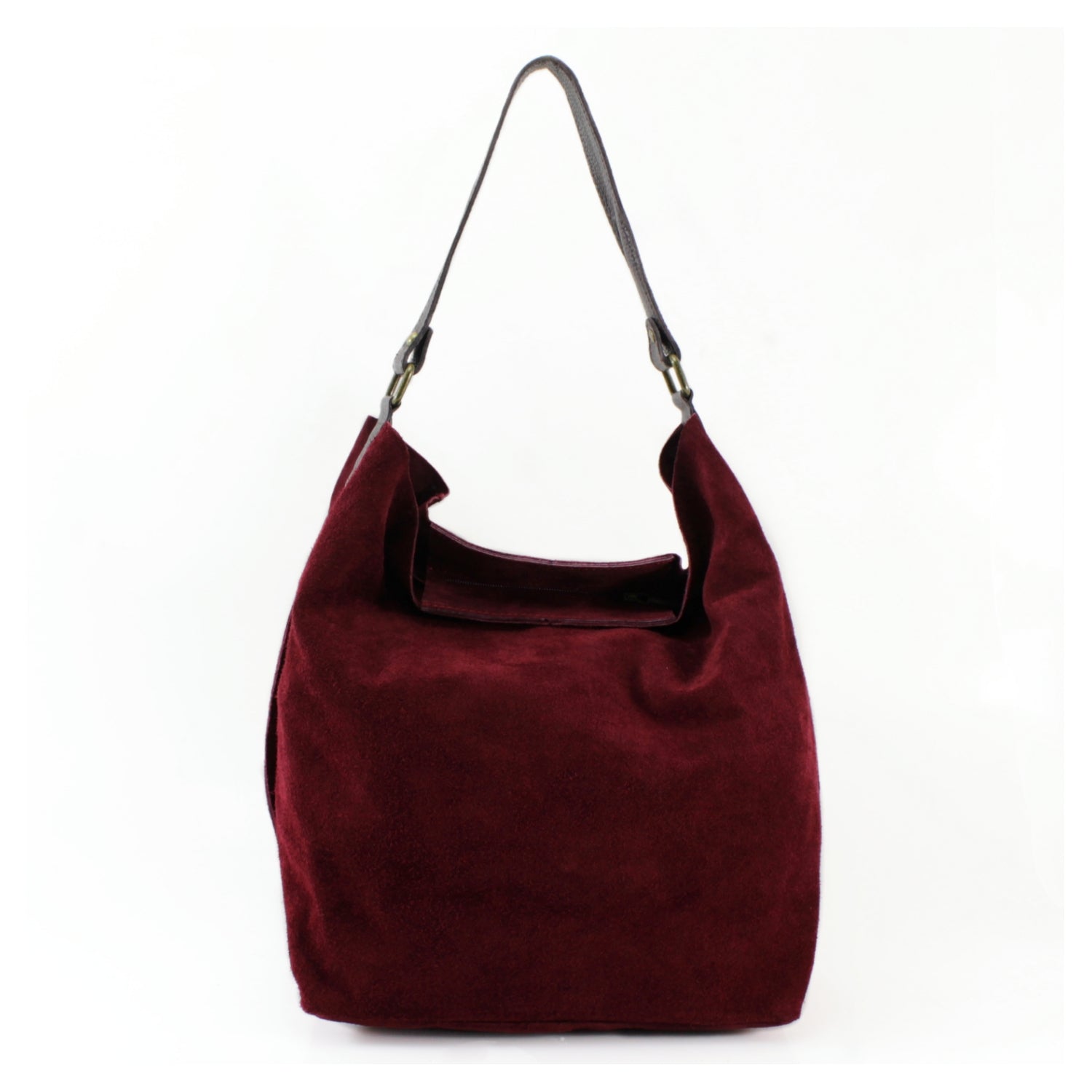 Suede Bucket Shoulder Bag With Brown leather Strap Choose From 13 Colours
