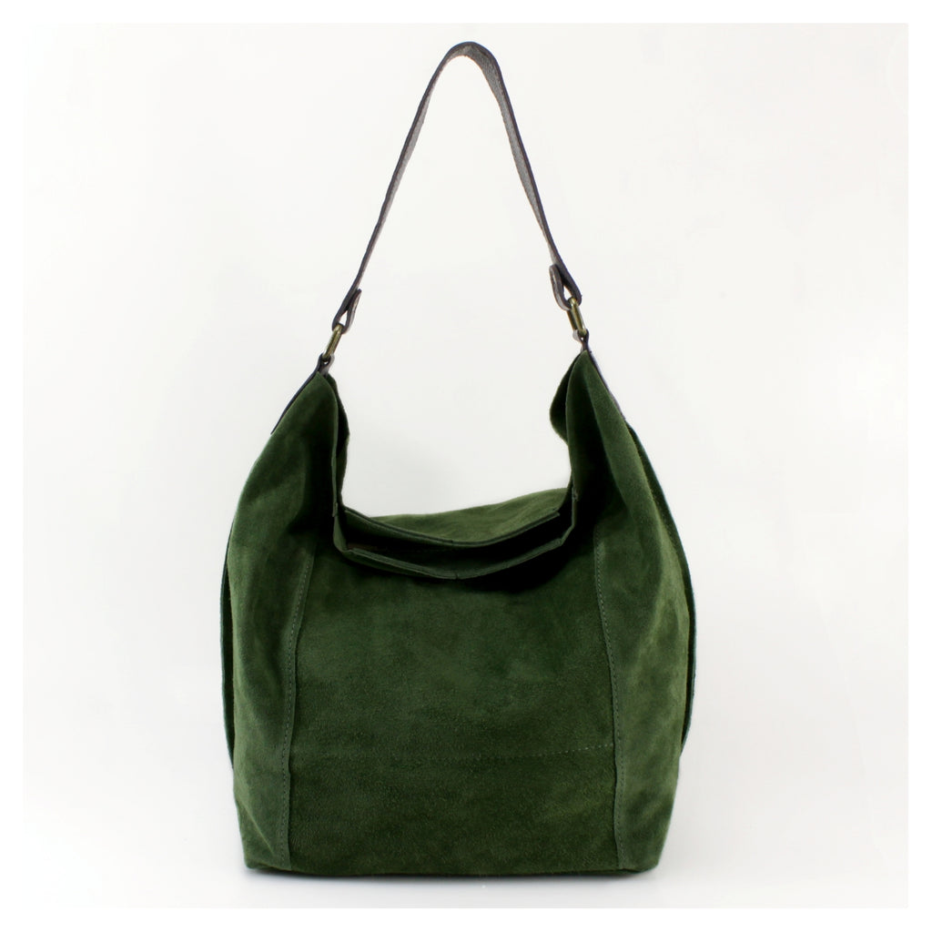 Suede Bucket Shoulder Bag With Brown leather Strap Choose From 13 Colours