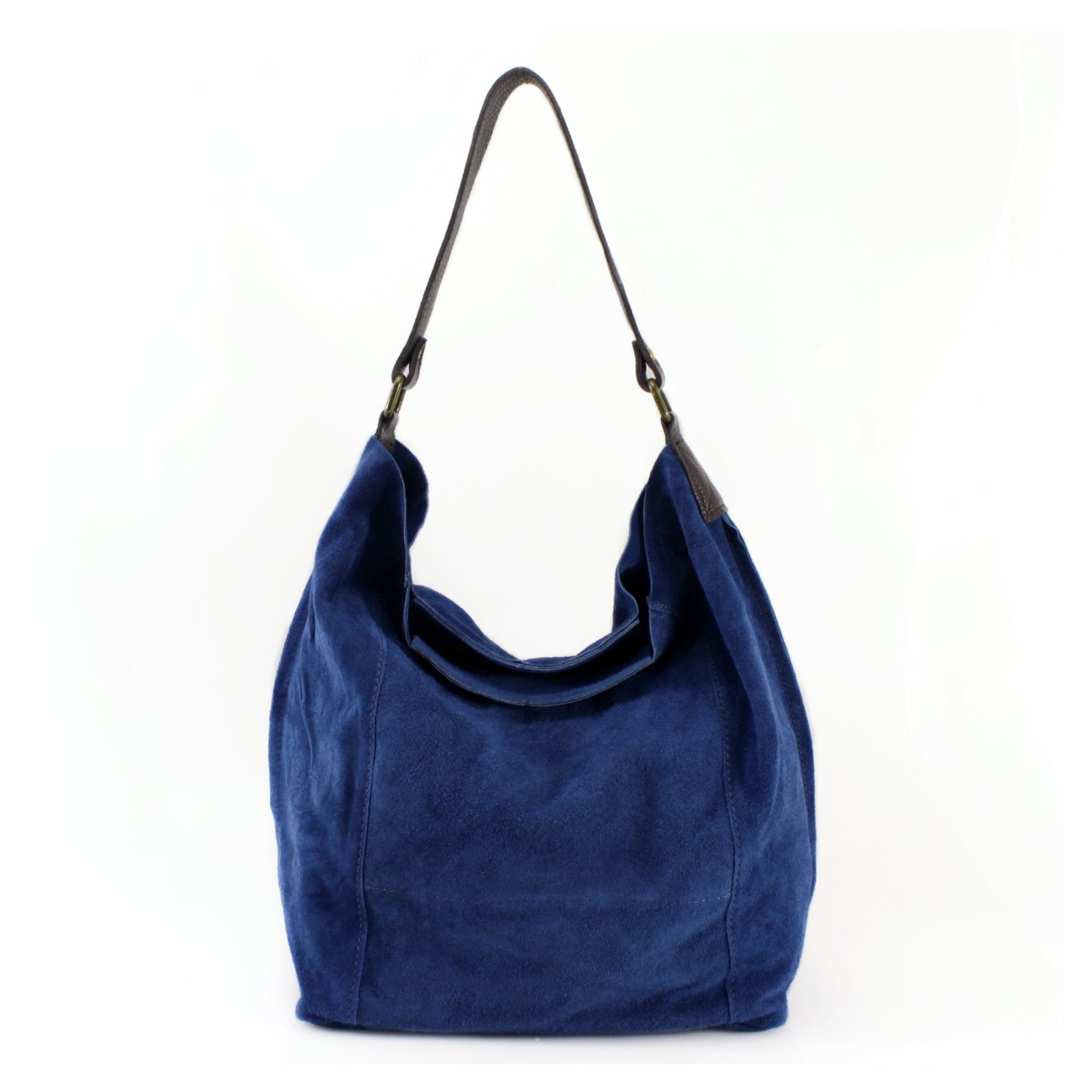 Suede Bucket Shoulder Bag With Brown leather Strap Choose From 13 Colours