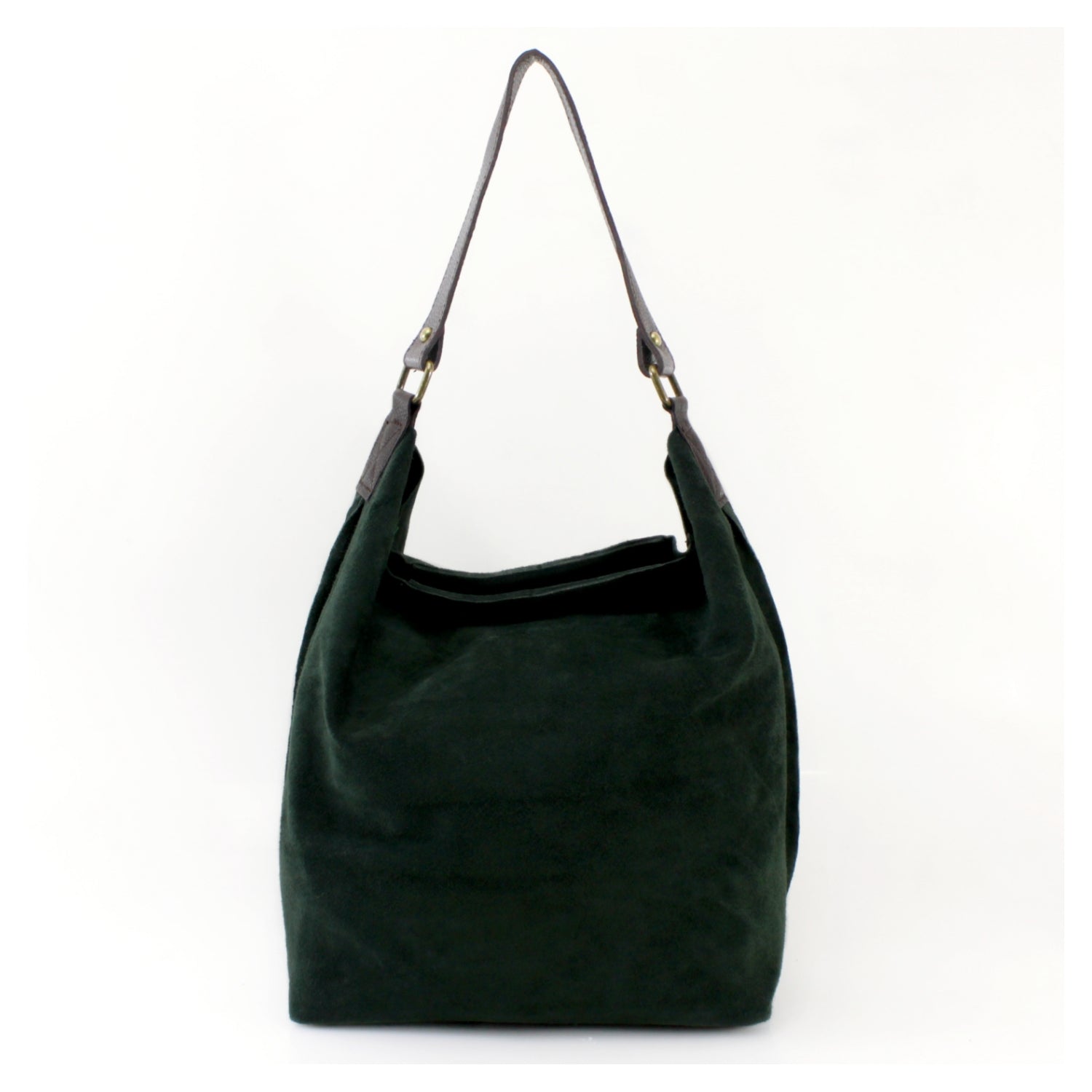 Suede Bucket Shoulder Bag With Brown leather Strap Choose From 13 Colours