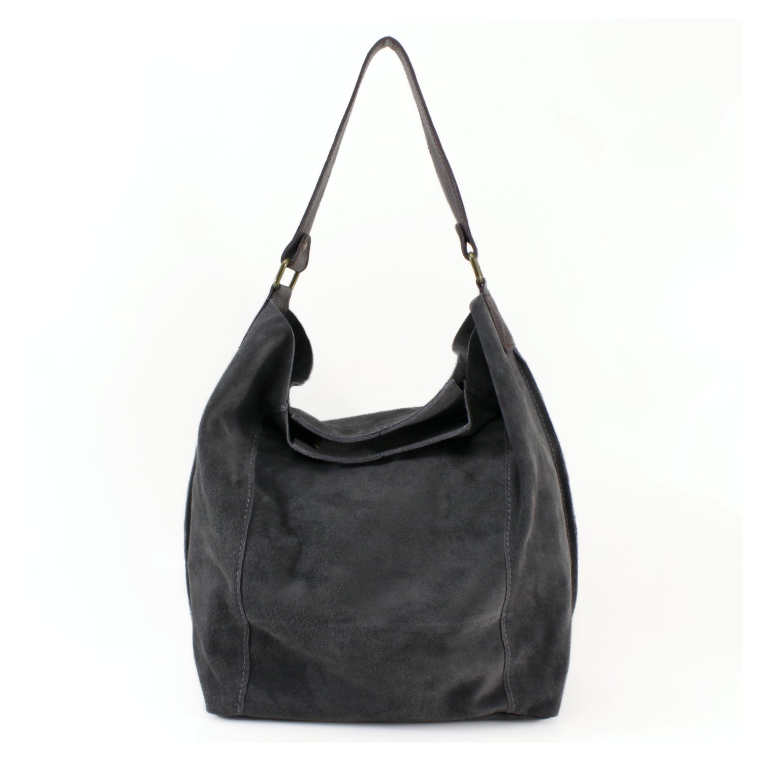 Suede Bucket Shoulder Bag With Brown leather Strap Choose From 13 Colours