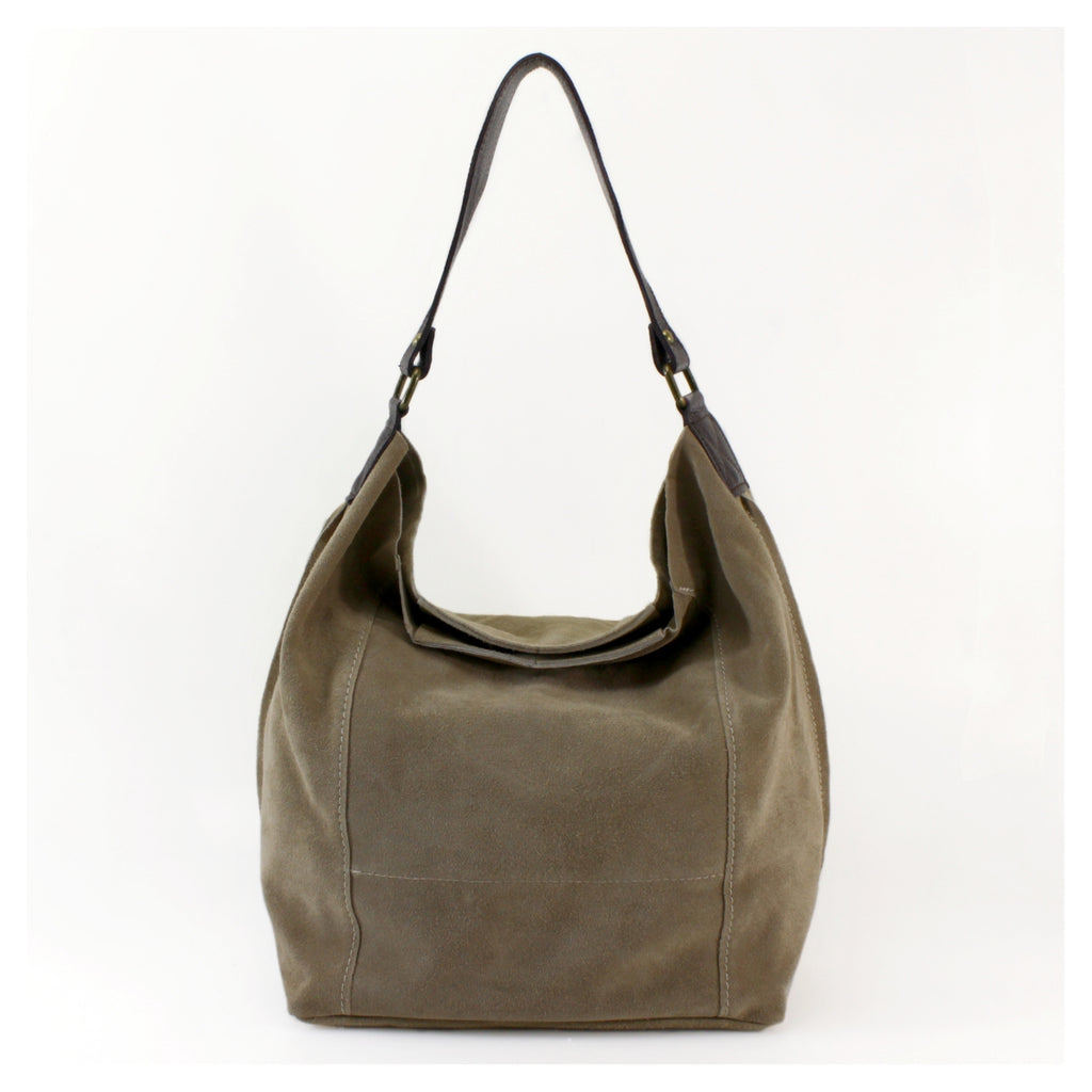 Suede Bucket Shoulder Bag With Brown leather Strap Choose From 13 Colours