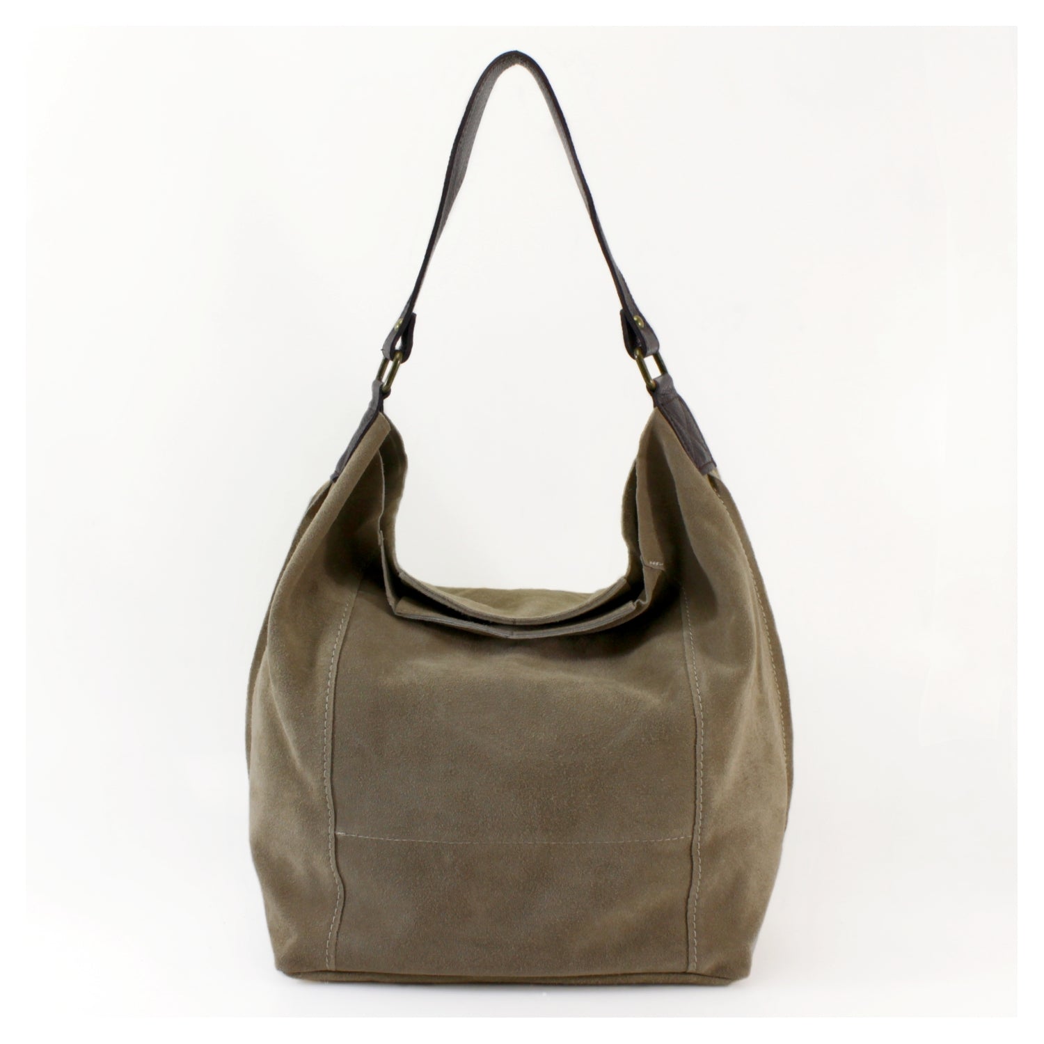 Suede Bucket Shoulder Bag With Brown leather Strap Choose From 13 Colours