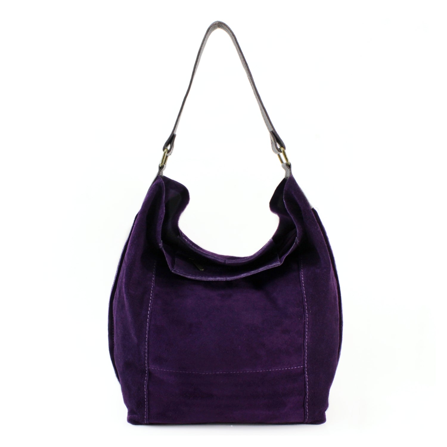 Suede Bucket Shoulder Bag With Brown leather Strap Choose From 13 Colours