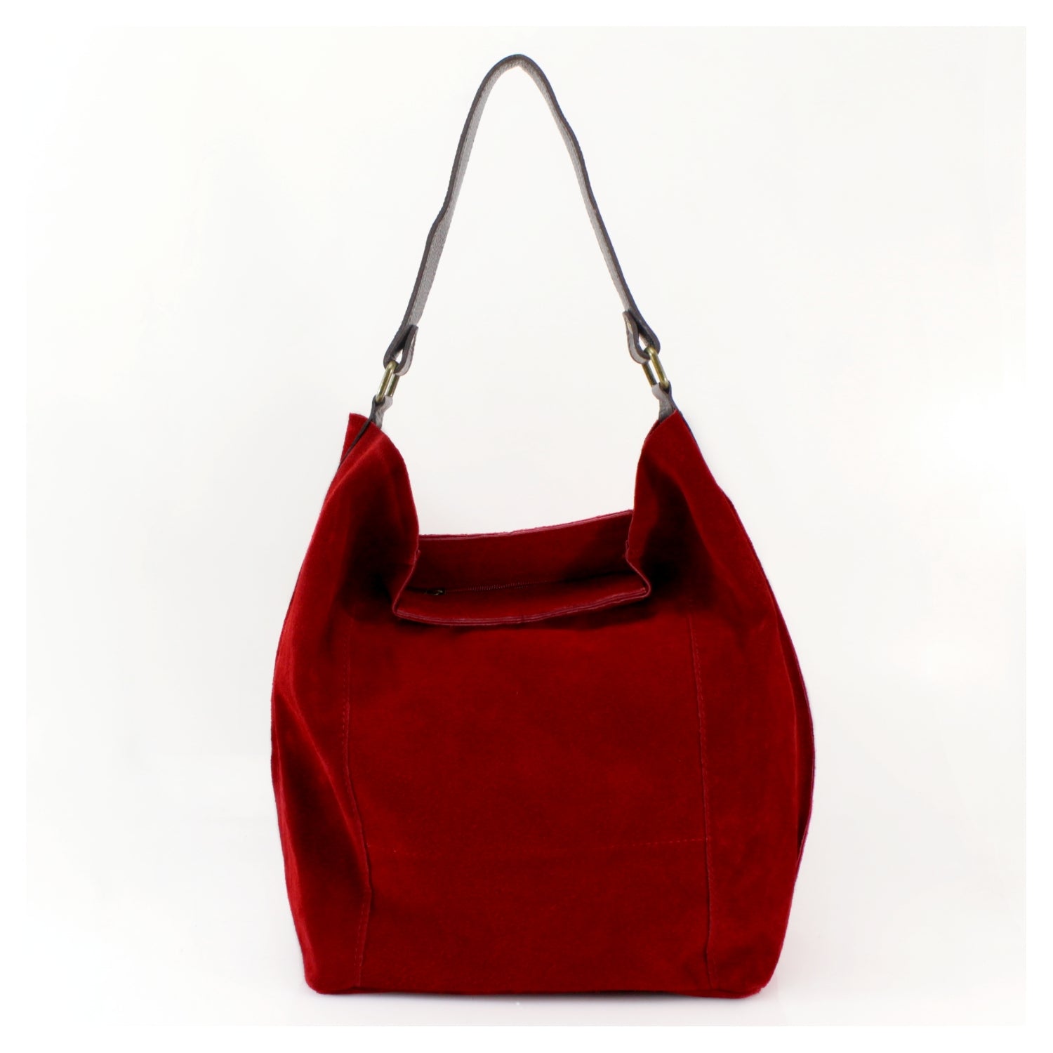 Suede Bucket Shoulder Bag With Brown leather Strap Choose From 13 Colours
