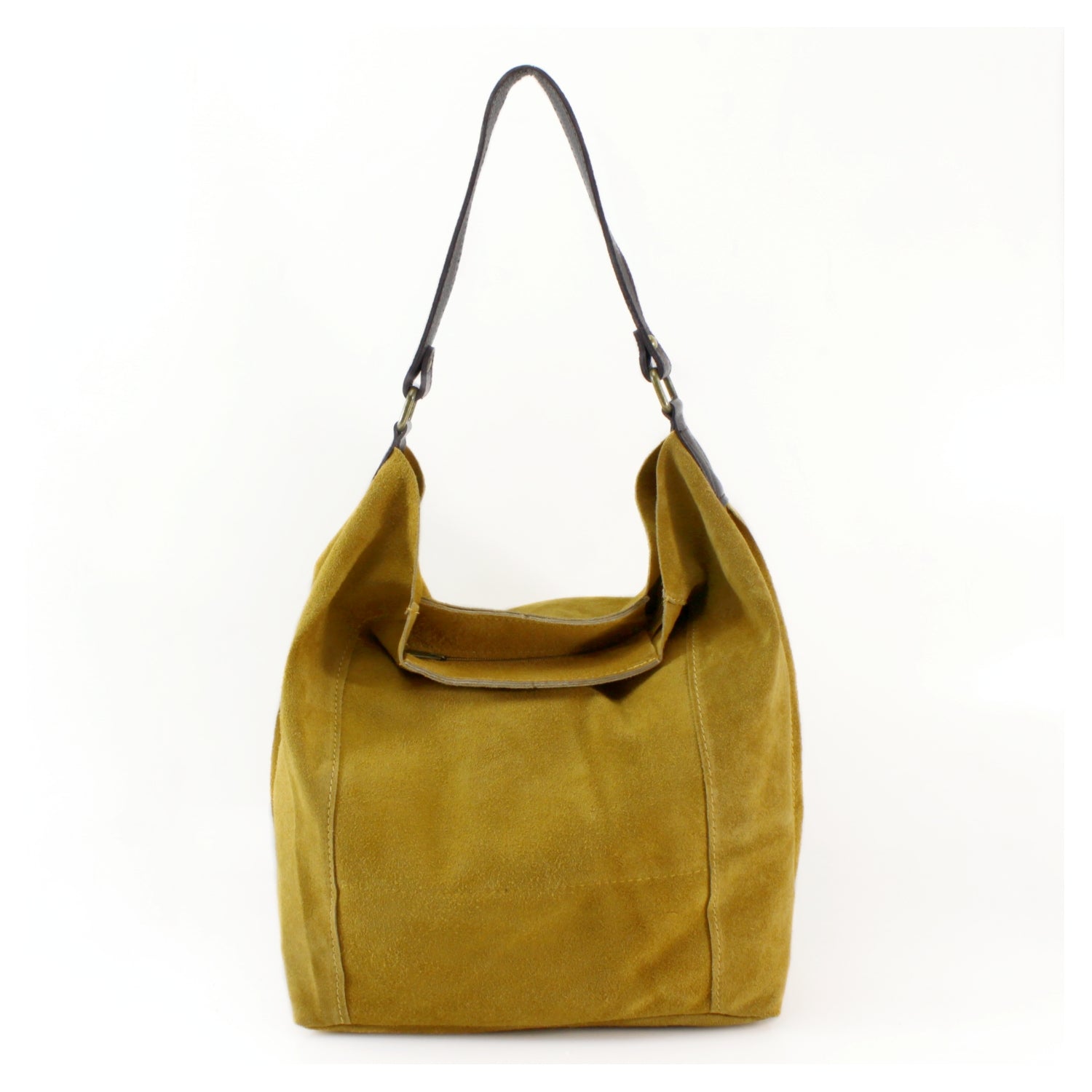 Suede Bucket Shoulder Bag With Brown leather Strap Choose From 13 Colours